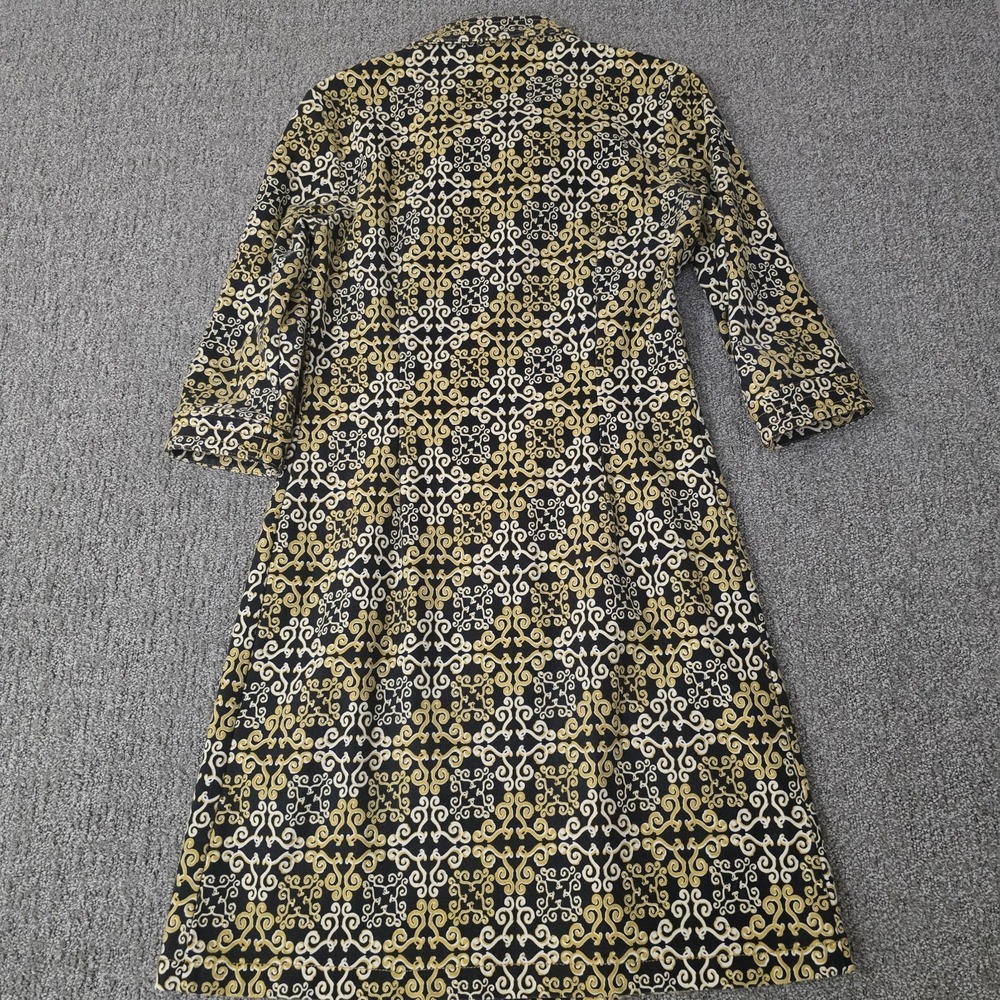 J McLaughlin Cadence Stretch Denim Dress Newport Scroll Print Retro Mod Size S - Picture 7 of 7